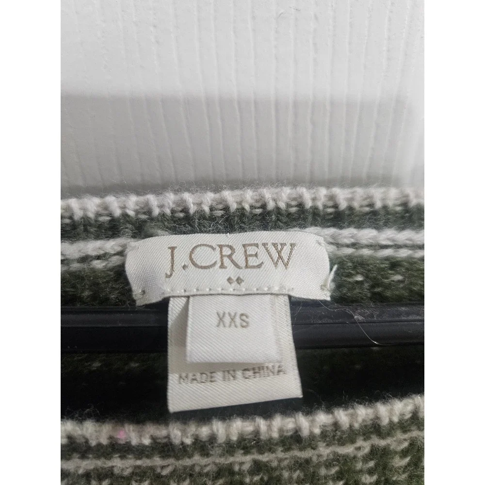 J.Crew Olive Green‎ Birdseye Knit Merino Wool Blend Sweater E1380 XXS